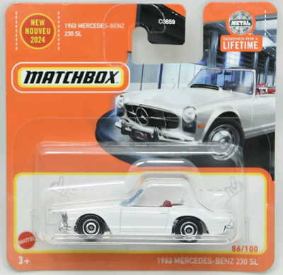 1963 MERCEDES BENZ 230 SL CABRIO MATCHBOX 1:64 WHITE 86-100