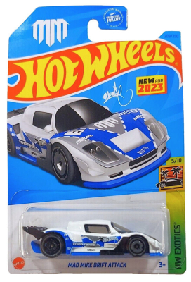 HOT WHEELS MAD MIKE DRIFT ATTACK BLUE-WHITE 209/250 EXOTICS 5/10 (1:64)