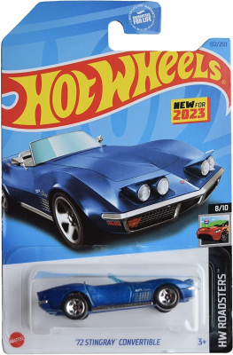 HOT WHEELS '72 STINGRAY CONVERTIBLE 132/250 1:64 BLUE HW ROADSTERS 8/10