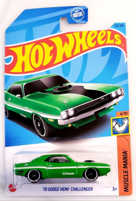HOT WHEELS 70 DODGE HEMI CHALLENGER GREEN 123/250 1:64 HW MUSCLE MANIA 4/10