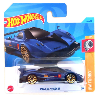 HOT WHEELS PAGANI ZONDA R 72/250 BLUE HW TURBO 1/5 1:64