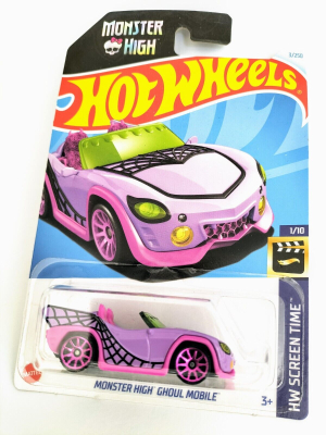 HOT WHEELS MONSTER HIGH GHOUL MOBILE PURPER PINK 3/250 1:64 HW SCREEN TIME 1/10