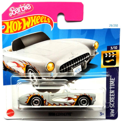 HOT WHEELS CORVETTE 1956 BARBIE FLAME GREY 29/250 1:64 SCREEN TIME 3/10