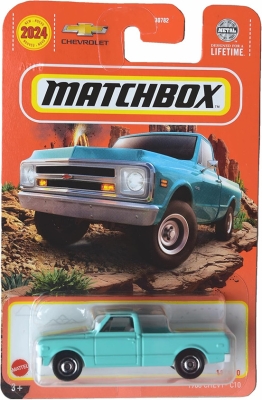 1968 CHEVY C10 PICKUP TRUCK SEA BLUE 19/100 1:64 MATCHBOX USA CAR SHORT CARD