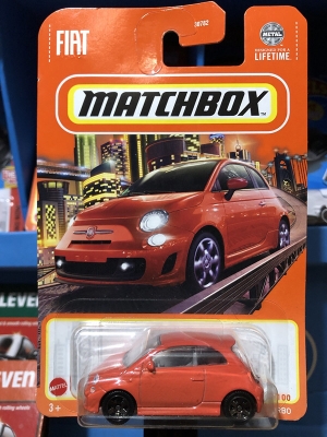 2019 FIAT 500 TURBO ORANGE 4/100 1:64 MATCHBOX SHORT CARD