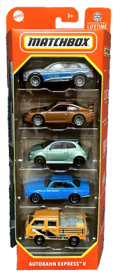 MATCHBOX AUTOBAHN EXPRESS V CAR SET AUDI,PORCHE,FIAT,ALFA ROMEO,VOLKSWAGEN DESIGNED FOR LIF