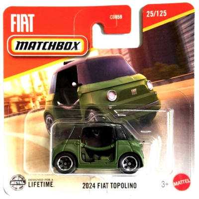 2024 FIAT TOPOLINO ARMY GREEN MATCHBOX 1:64 25/125 SHORT CARD