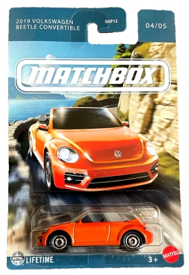 219 VOLKSWAGEN KEVER BEETLE CONVERTIBLE ORANGE 04/05 1:64 MATCHBOX VW METAL LONG CARD