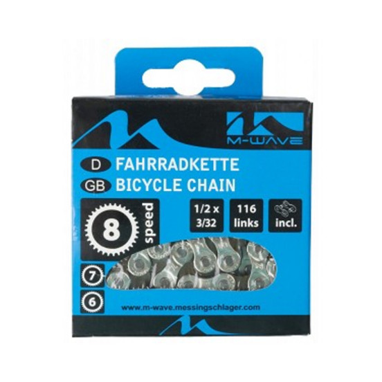 M-Wave KMC sluitschakel 6/7/8V. 1/2x3/32 -7.3 mm. 116 schakels zilver